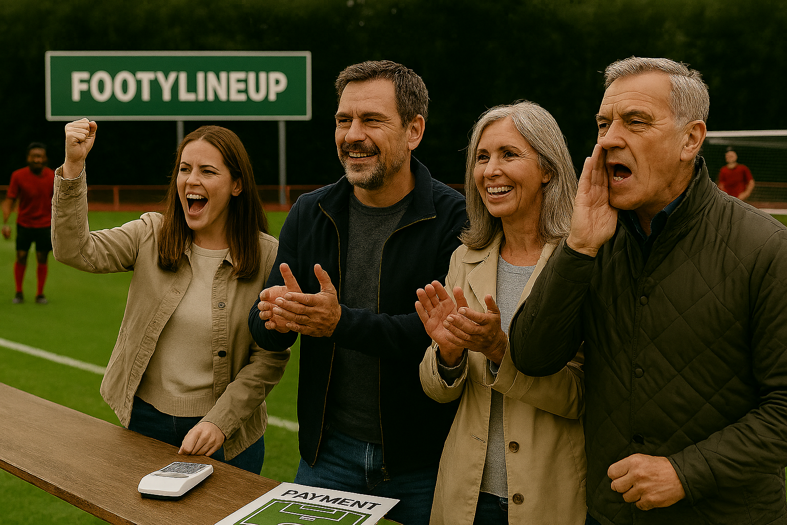 Parents supporting their child at a grassroots football match